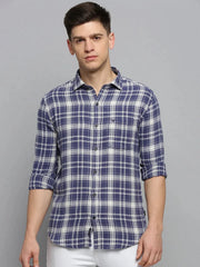 Men Blue Checked Casual Shirt-DALTONCHECKS-4081-Blue