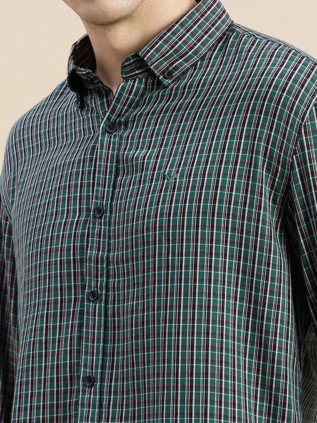 Green Checkered Mens Shirt | Casual Cotton Printed Shirt