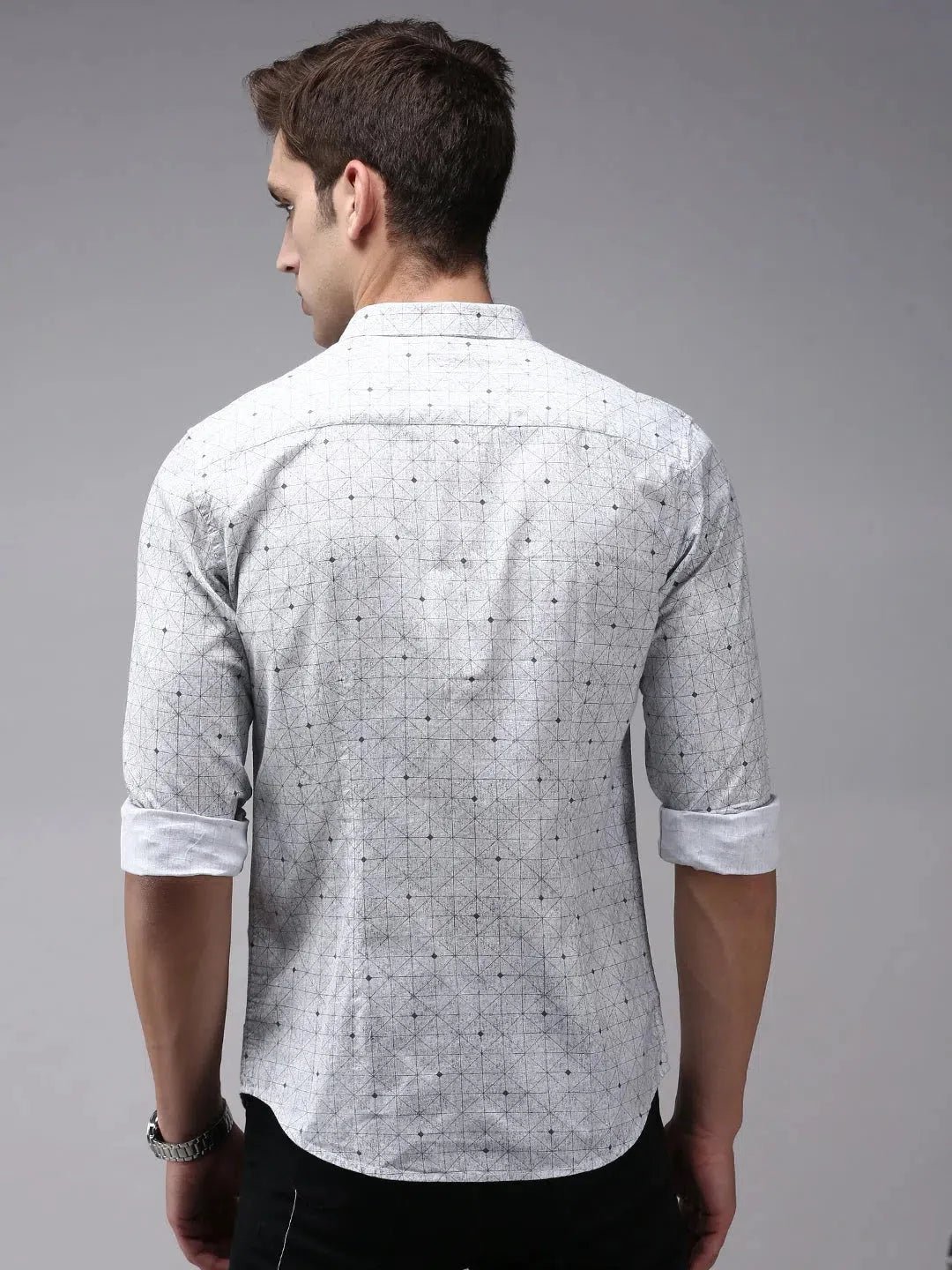 Mens Grey Checked Cotton Shirt - Casual & Stylish