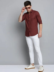 Men Orange Solid Casual Shirt-BENTLEYPLAIN-1834-Rust