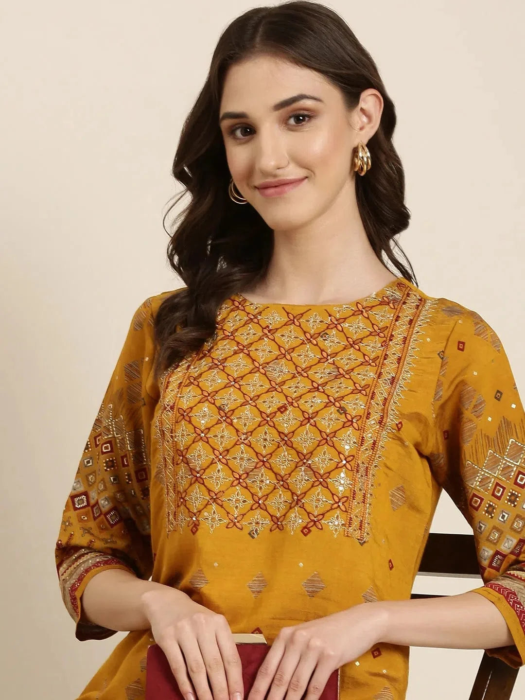 Mustard Embellished Kurta - Women's Elegant Indian Kurtas