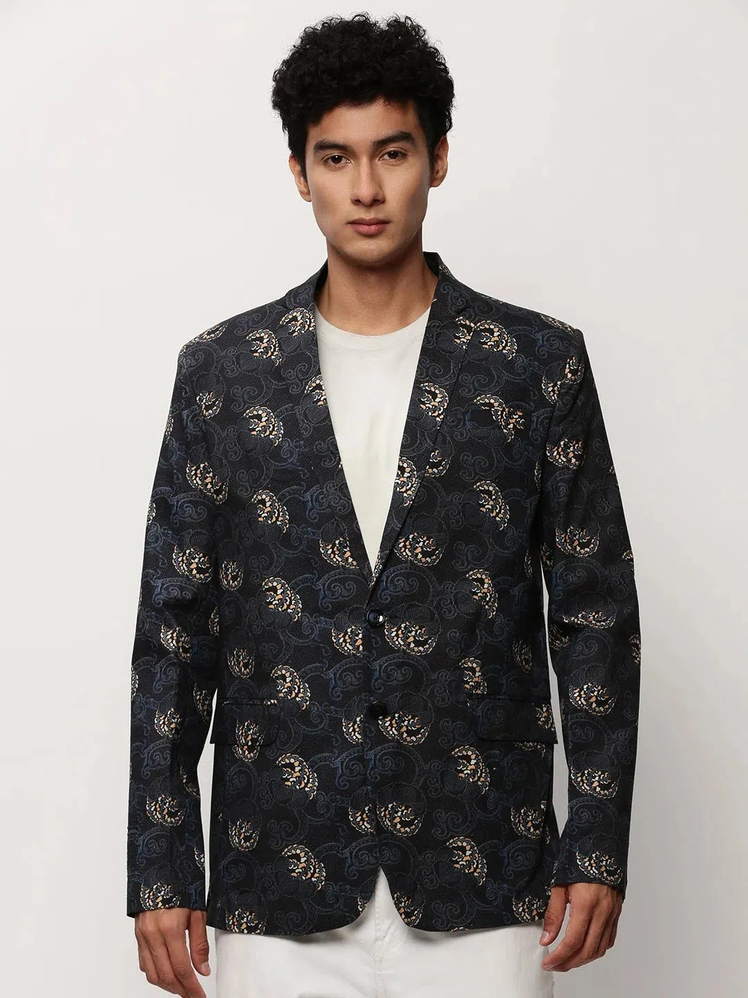 Black Printed Nehru Jacket | Men's Ethnic Wear Jacket