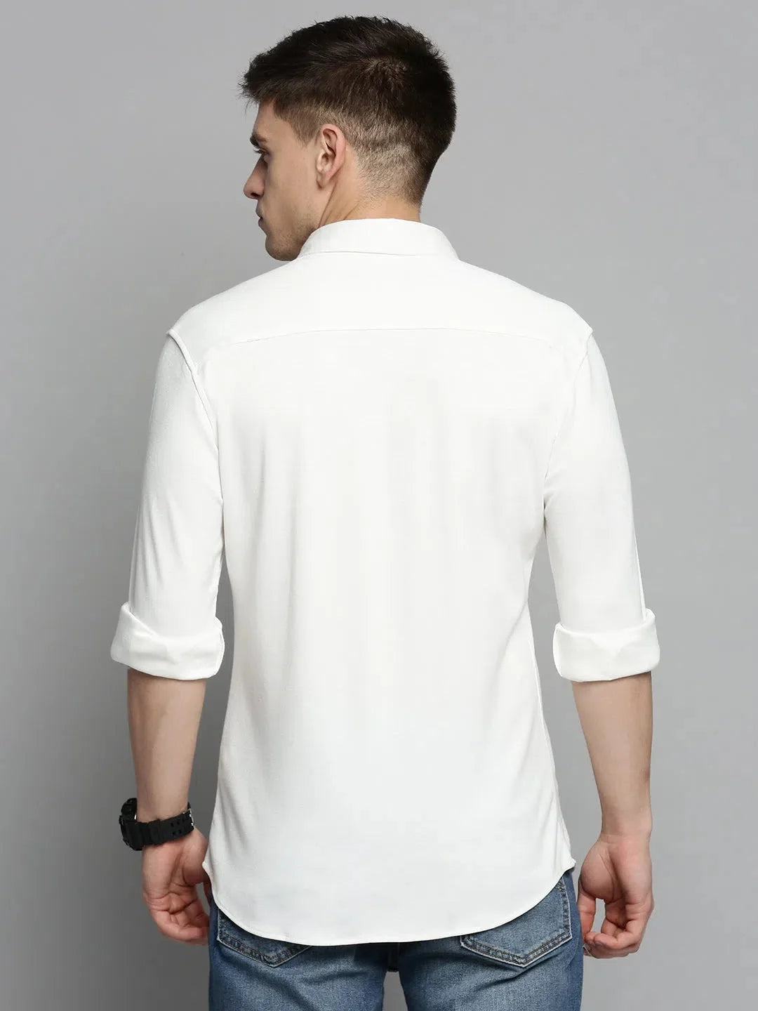 Men's White Shirt - Solid Cotton Casual Shirt | DesiQlo