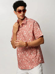 Men Peach Floral Casual Casual Shirts-JUPITERPRINT-1795-Peach