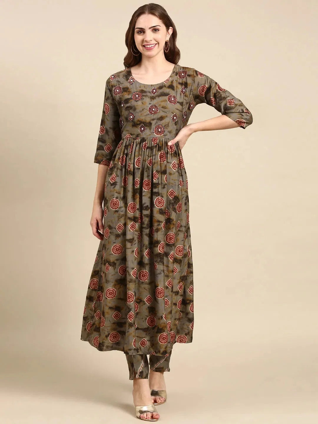 Grey Tie Dye Women's Kurta Set | Designer Kurta Sets Online
