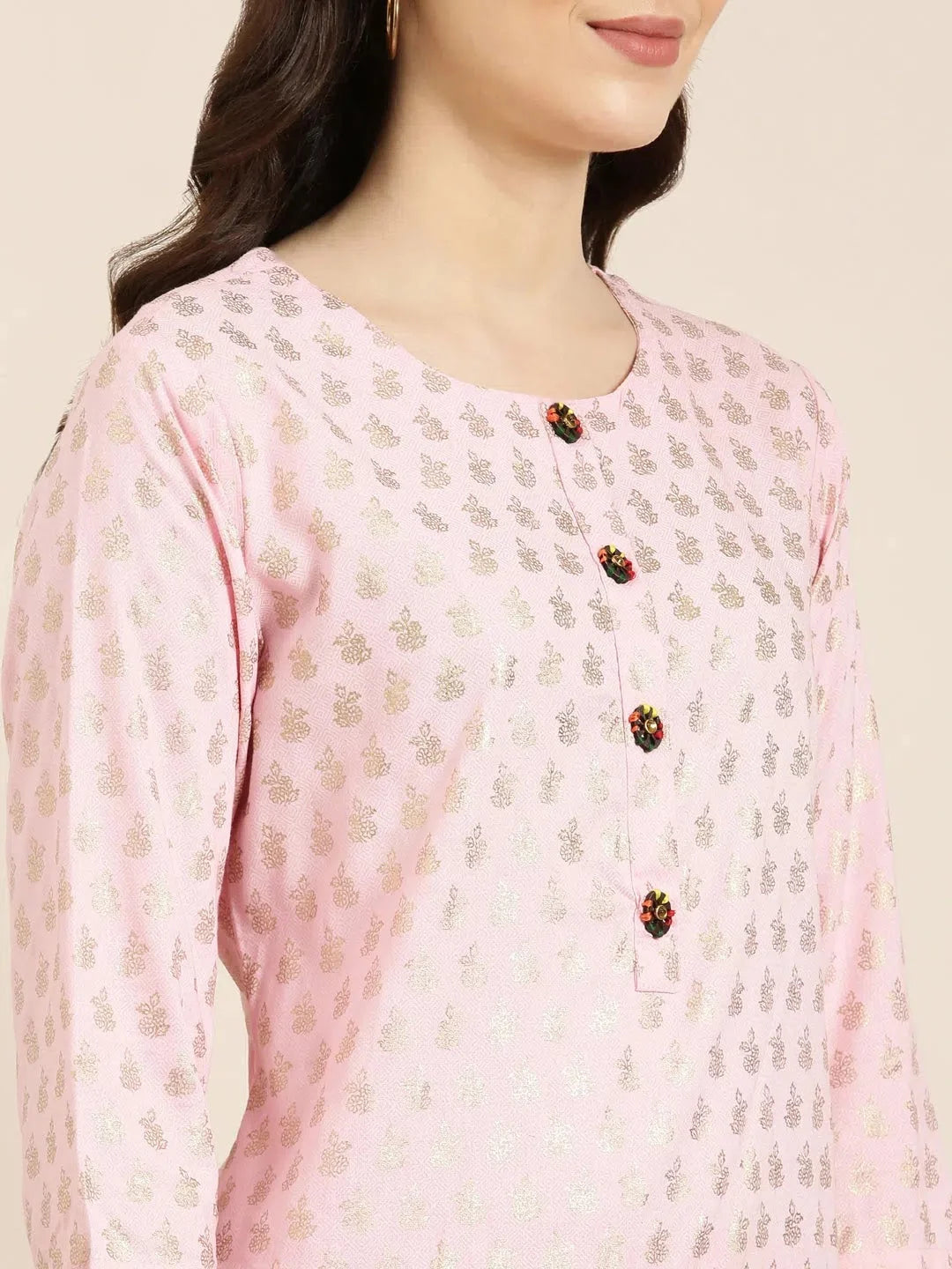 Pink Floral Indian Kurta for Women | DesiQlo Kurtas
