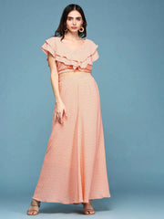 Women's Orange Printed Co-ords-AE-12011-Orange