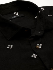 Men Black Printed Casual Shirt-REPLAYPRINTSLINEN-3451-Black