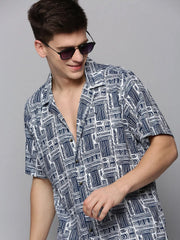 Men White Printed Casual Shirt-RESORTPRINT-3185-White