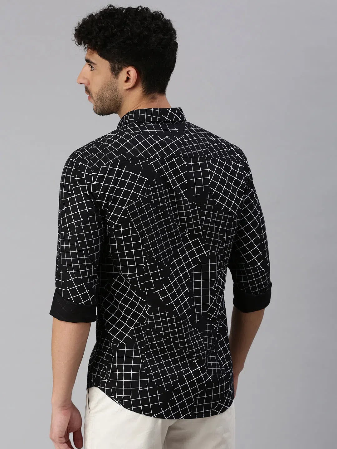 Black Printed Mens Shirt - Casual Cotton Shirt by DesiQlo