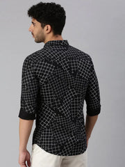 Men Black Printed Casual Shirt-CORAPRINT-1113-Black