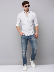 Men White Printed Casual Shirt-TKTPRINT-106-White