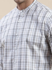 Men White Checked Casual Shirt-LAVINIA-0827-Offwhite