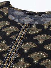 Women's Black Printed Kurta SetKC-7911-Black