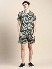 Men Black Printed Casual Co ord Set-AM-91-1-Black