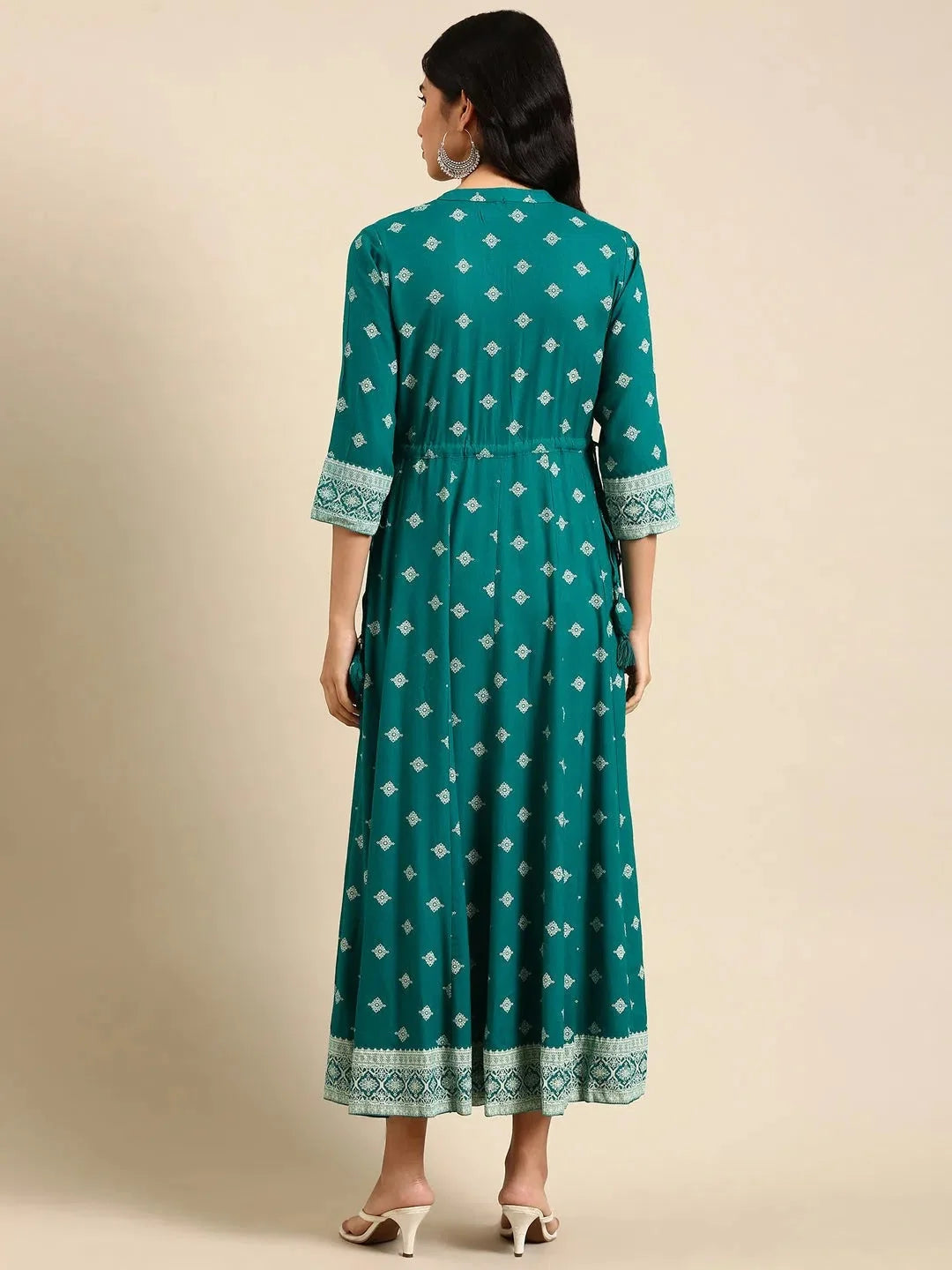 Blue Printed Anarkali Kurta - Women's Cotton Anarkali Kurti - Style 1