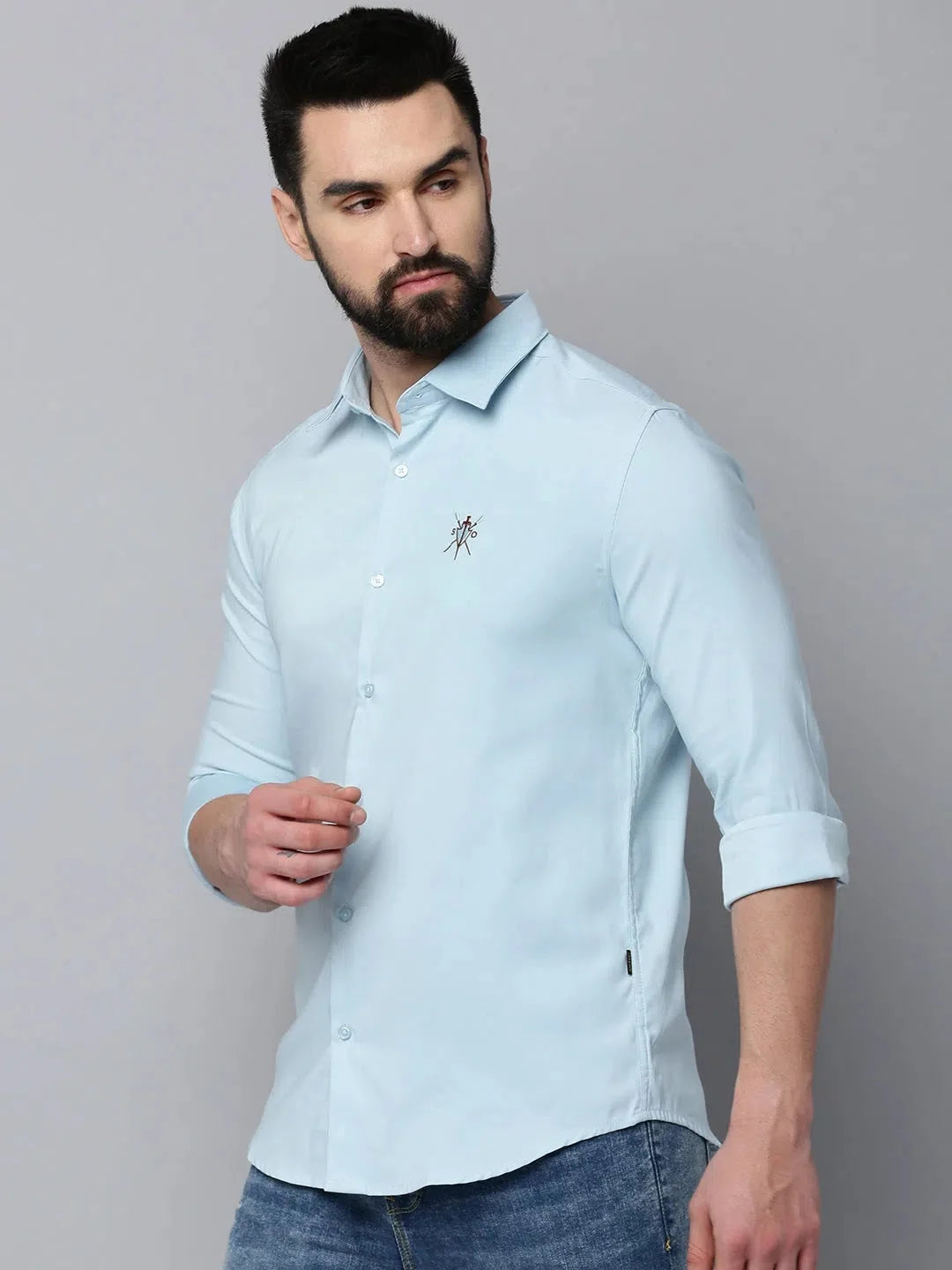 Blue Solid Cotton Mens Shirt - Stylish Cotton Shirt for Men
