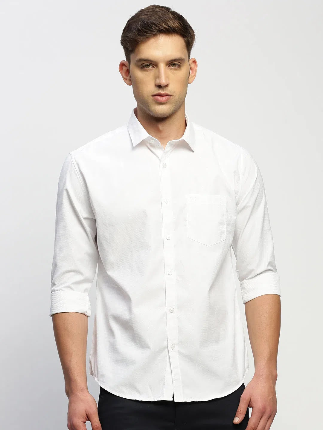 Men's Solid White Cotton Shirt | DesiQlo Classic Design