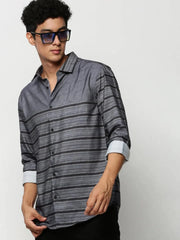 Men Grey Striped Casual Casual Shirts-IMPORTEDSTRIPE-5473-Grey