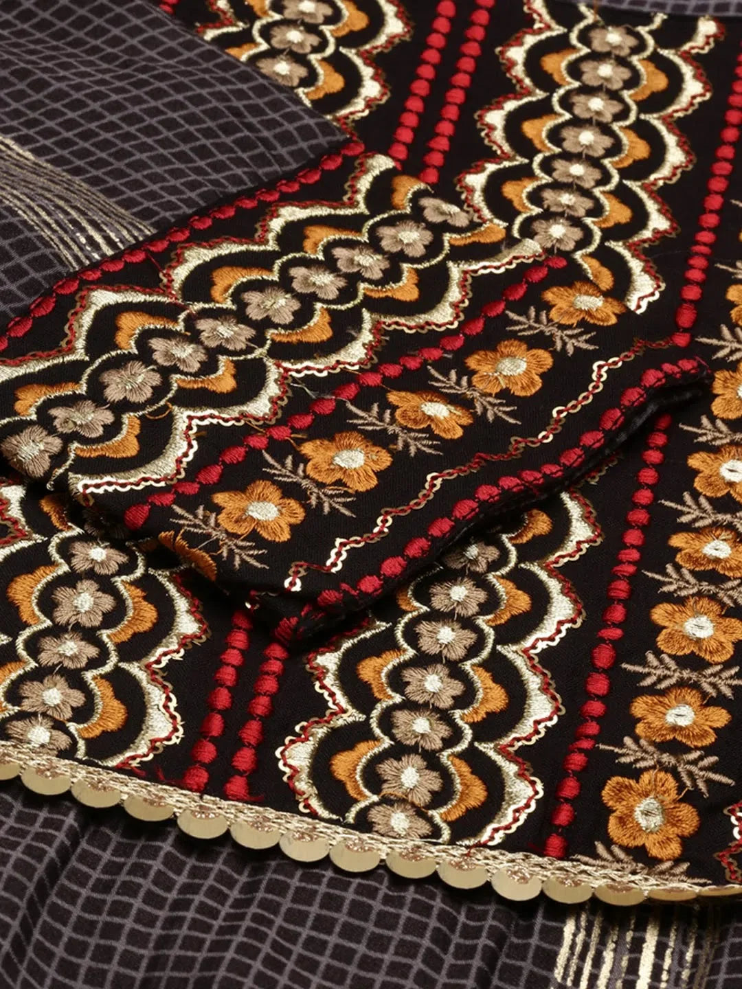 Grey Checked Cotton Kurta Set | Women's Indian Kurta Sets