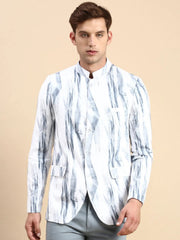 Men White Printed Party Blazer-SOBLZ-79-10-White