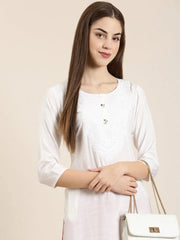 Women White Solid Straight Kurta-NJ-3522422-White