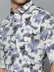 Men White Printed Casual Shirt-TKTPRINT-111-Offwhite