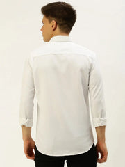 Men White Solid Casual Shirt-PARXPLAINDOBBY-3143-White