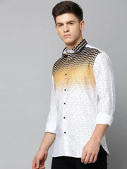 Men White Printed Casual Shirt-QUINN-3610-White