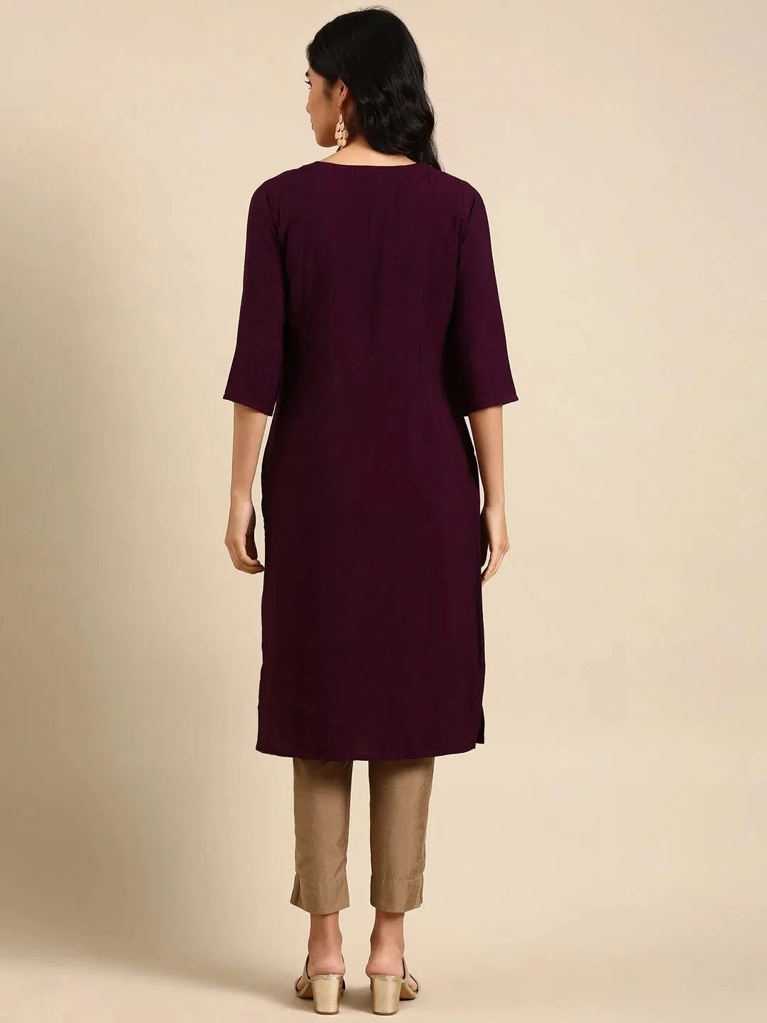 Purple Printed Kurta | Trendy Women's Indian Kurtis