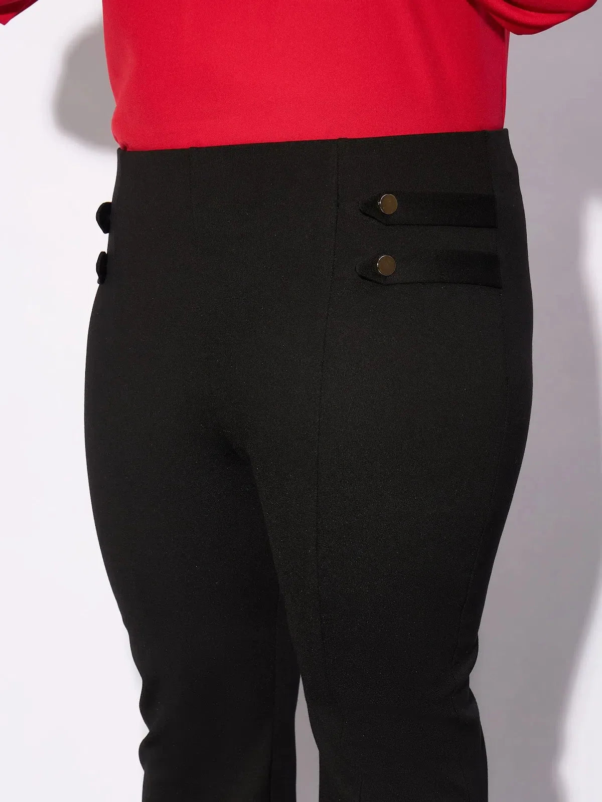 Black Bell Bottom Trousers for Women | Stretch Fit