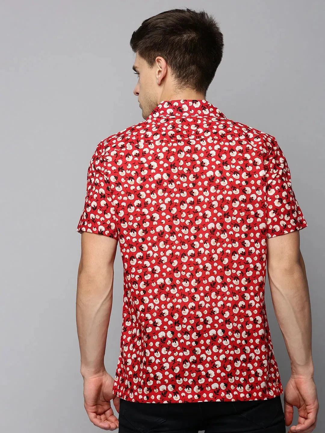 Red Printed Mens Shirt - Viscose Casual Shirt | DesiQlo