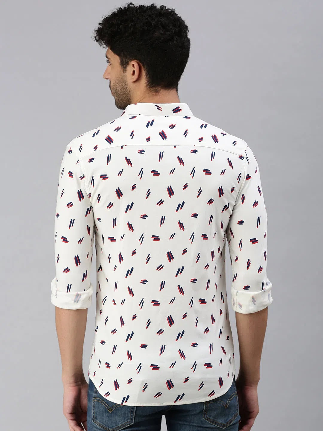 Men's Cream Printed Cotton Shirt | DesiQlo Casual Shirts