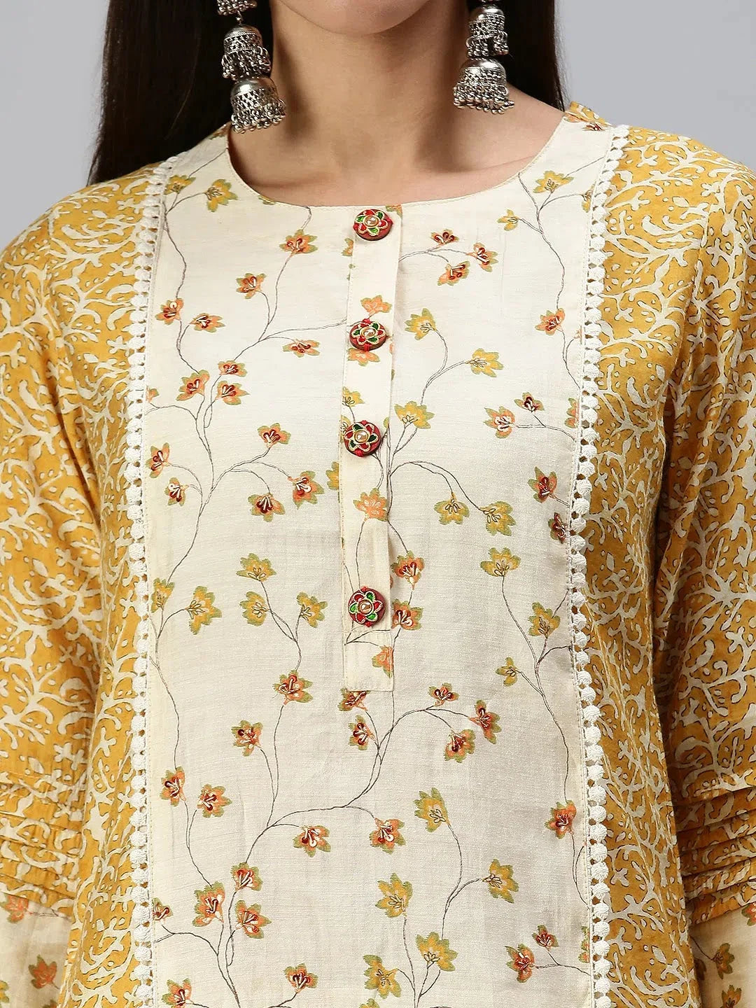 Yellow Printed Women's Kurta Sets | Cotton Indian Kurta Sets