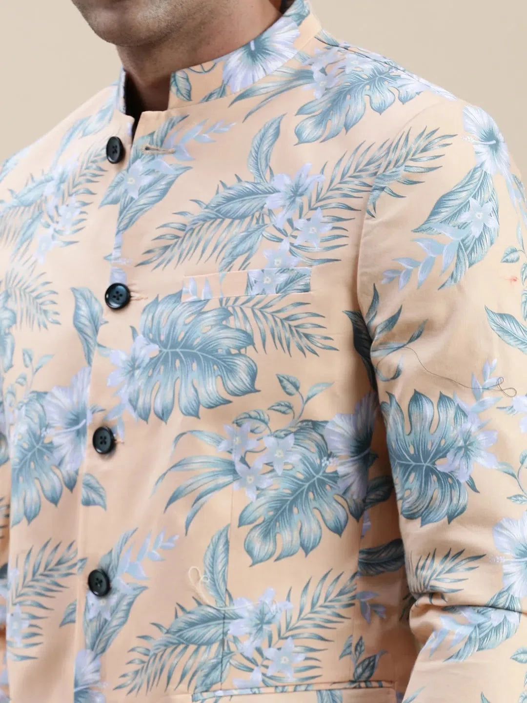 Men's Coral Printed Casual Blazer | Indian Nehru Jackets