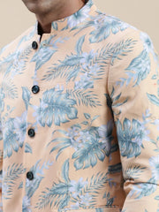 Men Coral Printed Casual Blazer-SOBLZ-69-07-Coral