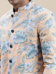 Men Coral Printed Casual Blazer-SOBLZ-69-07-Coral