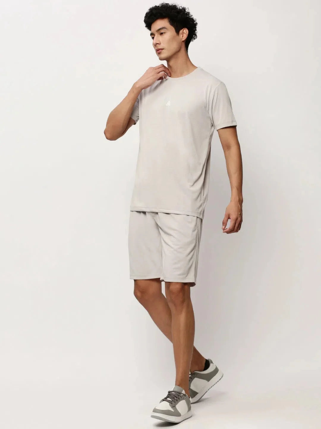 Grey Solid Mens Casual Co ords | Cotton Two Piece Sets
