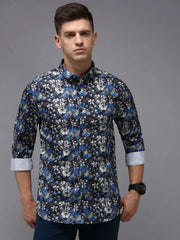 Men Black Printed Casual Shirt-KELVENPRINT-1397-Black