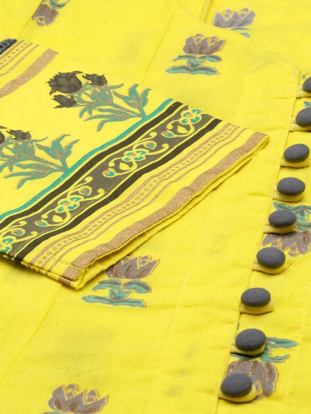 Yellow Floral Cotton Kurta Sets | Indian Designer Kurtas