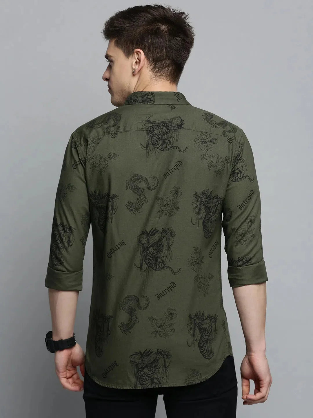 Elegant Green Printed Mens Shirt - Cotton Casual Shirts | DesiQlo