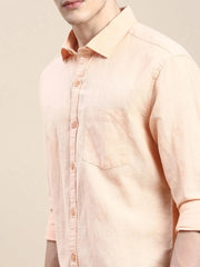 Men Orange Solid Casual Shirt-SWALLOW-1765-Orange