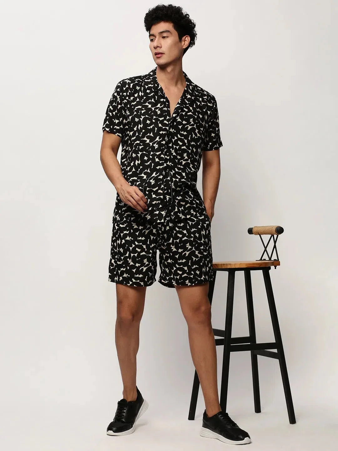 Men's Black Printed Casual Co ords | Showoff Trendy Sets