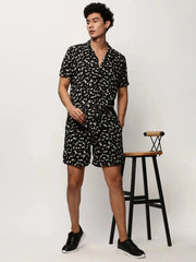 Men Black Printed Casual Co ords-AM-98-21-Black