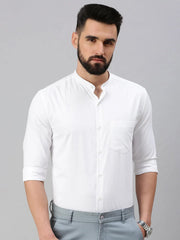 Men White Self Design Casual Shirt-SPANISHSHIRT-1021-White
