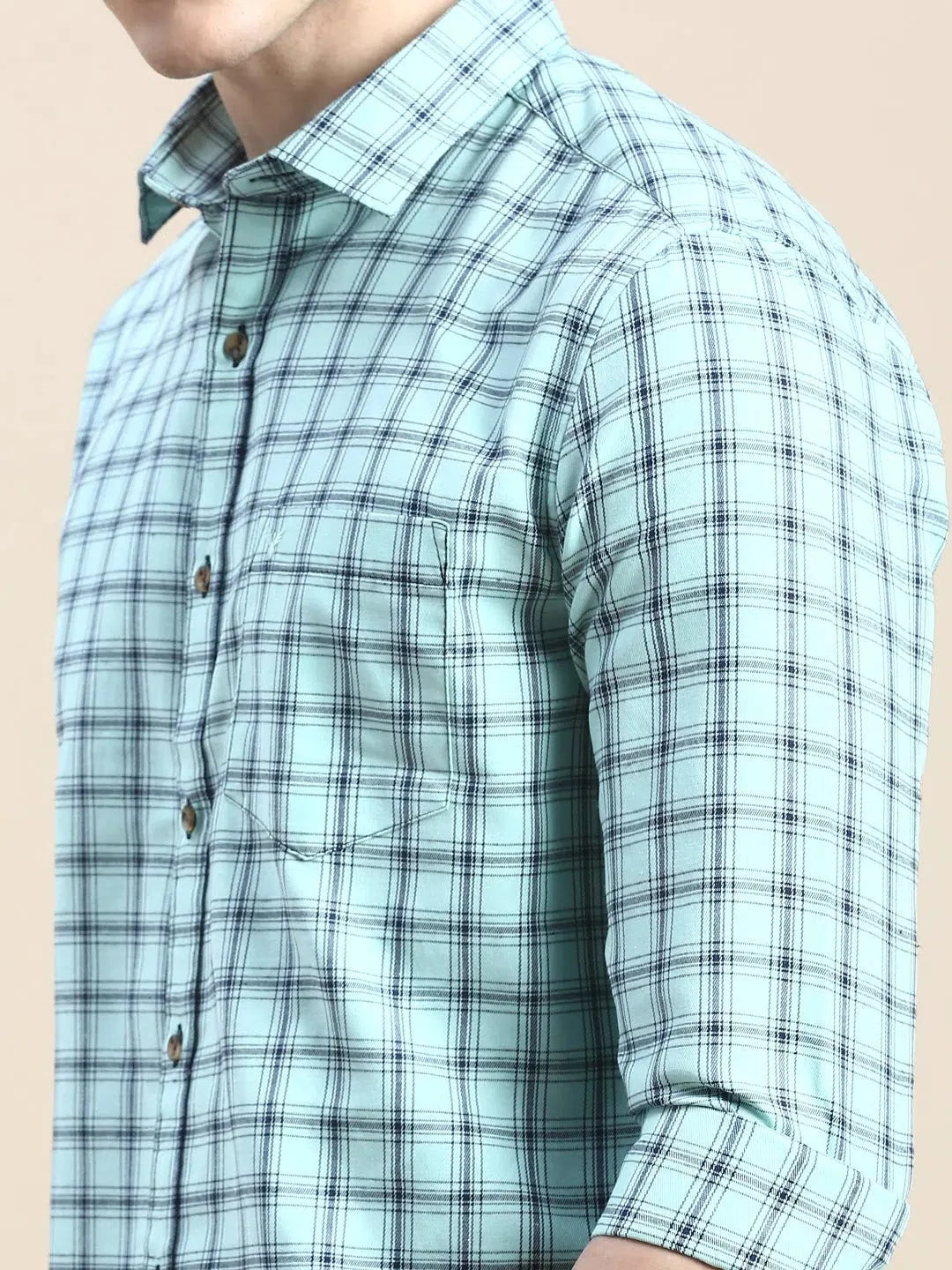 Mens Green Checked Shirt - Cotton Casual Shirt | DesiQlo