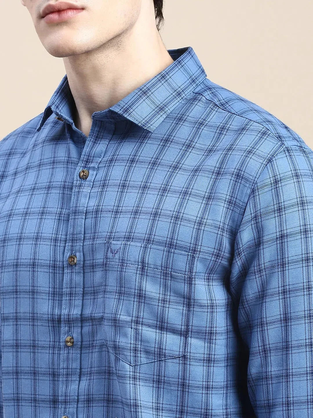 Trendy Blue Checked Mens Shirt - DesiQlo Cotton Casual Shirt
