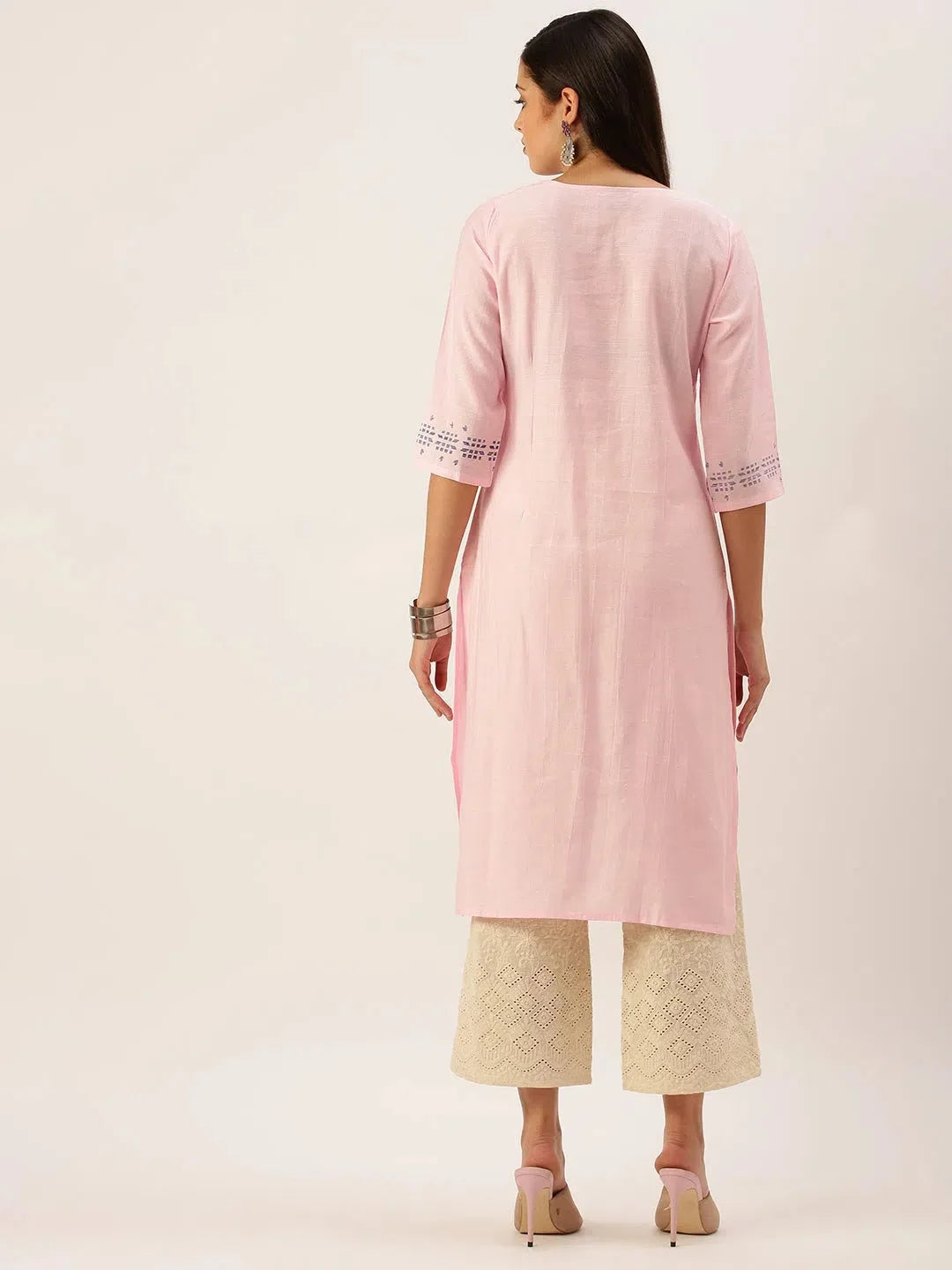 Solid Pink Indian Kurta Ladies - Cotton Comfort | DesiQlo