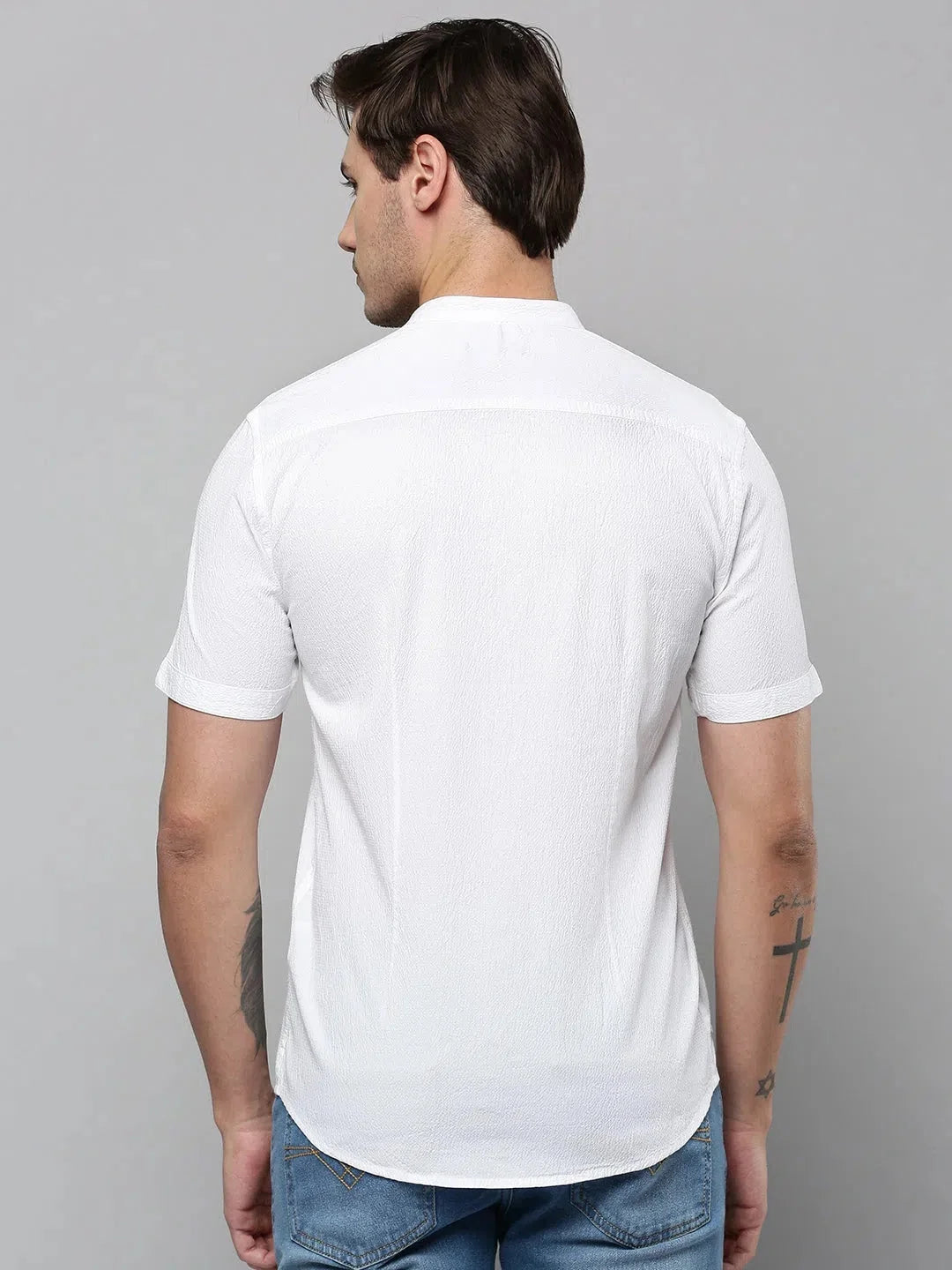Men's White Cotton Shirt - Solid Casual Shirt | DesiQlo