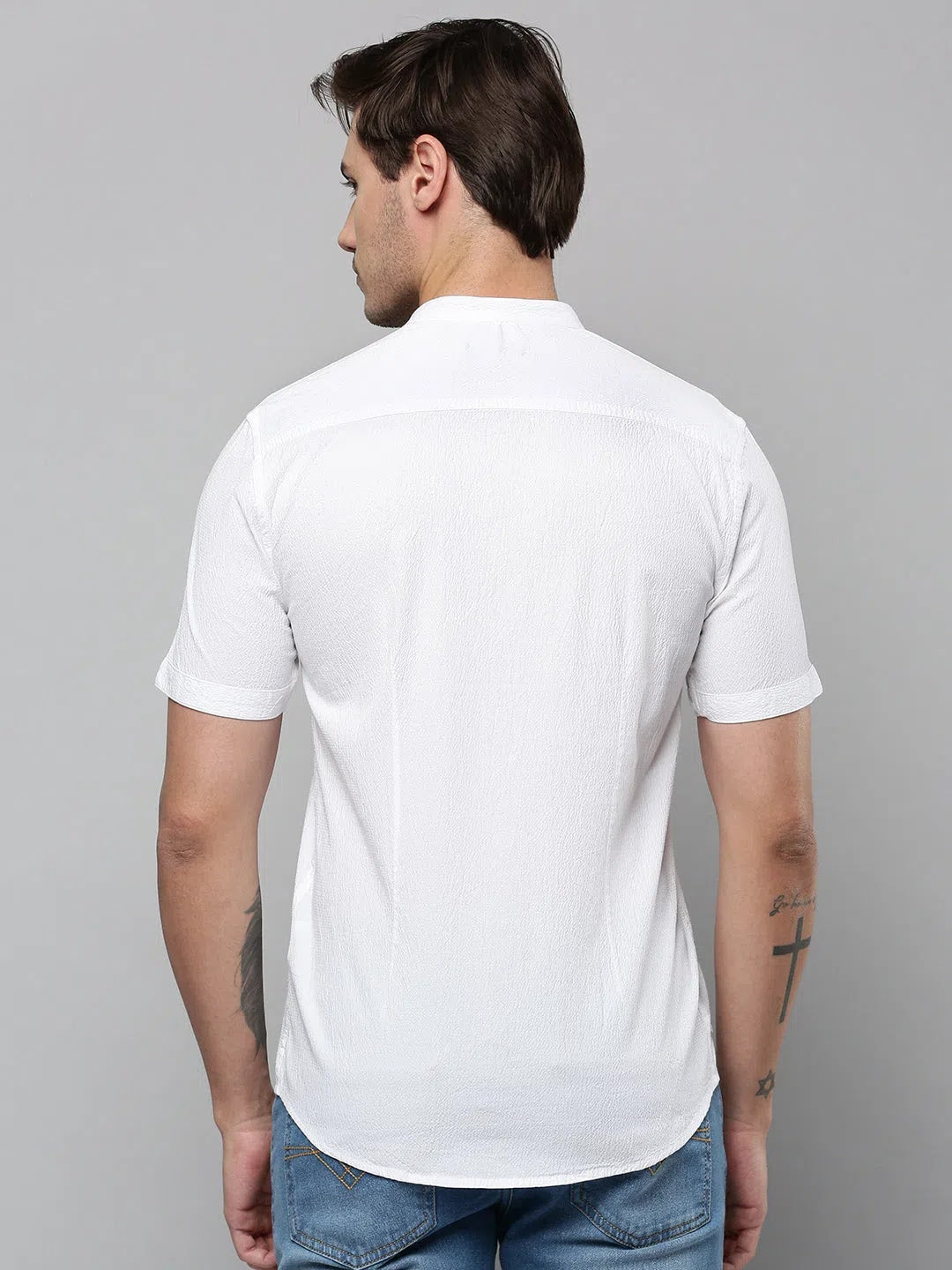 Men's White Cotton Shirt - Solid Casual Shirt | DesiQlo